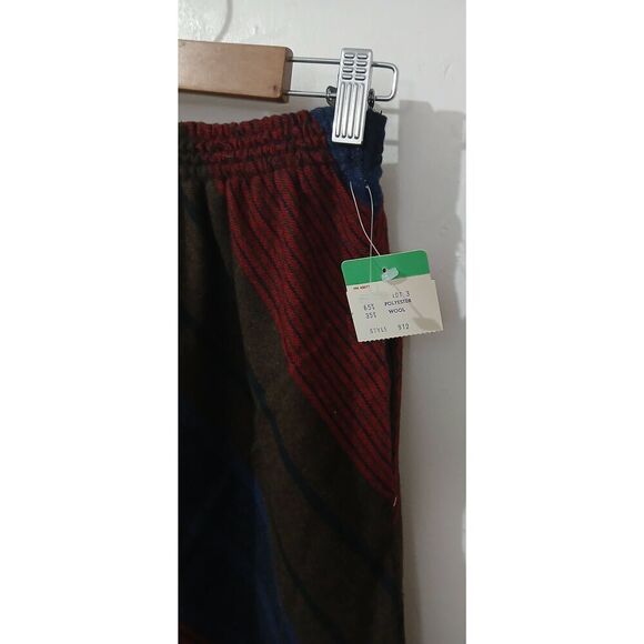 Vintage Copley square UNION MADE womens small ITALIAN WOOL Red blue midi skirt - Picture 3 of 7